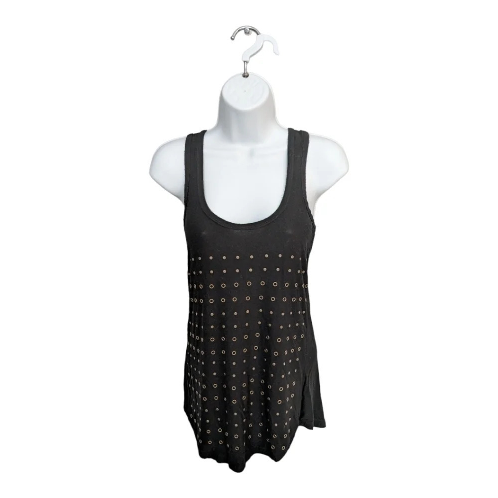 Lady Dutch Black Razer Back Tank Top Grommet/Stud Adornments XS